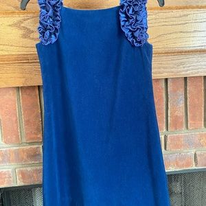 Blue Velvet Ruffle Little Girl Dress